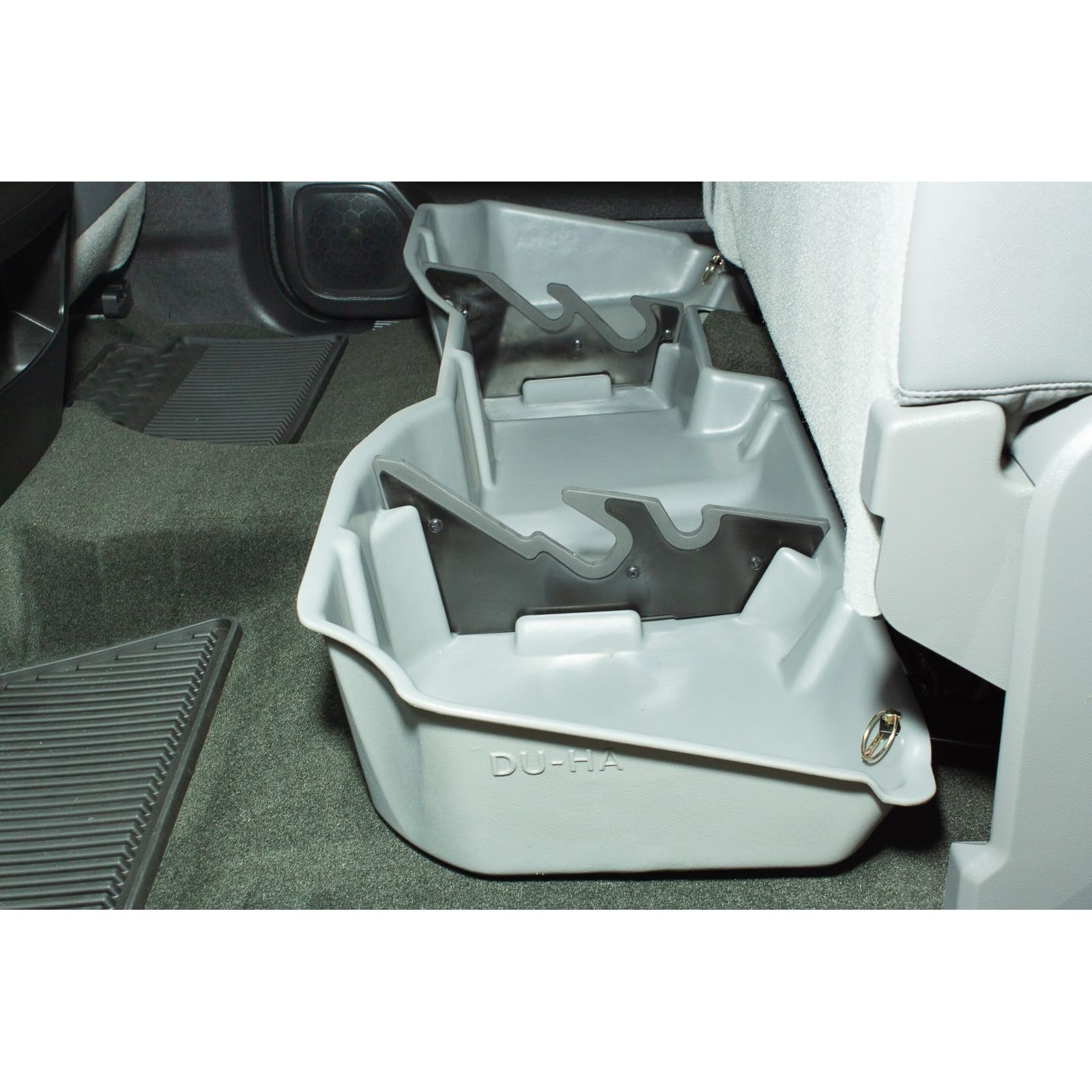 Under Seat Storage DuHa 10303 fits 2014-2018 Silverado/ Sierra Light Duty Crew Cab & 2015-2019 Heavy Duty Crew Cab | Brown Heavy-Duty Back Seat Organizer | Includes Dividers