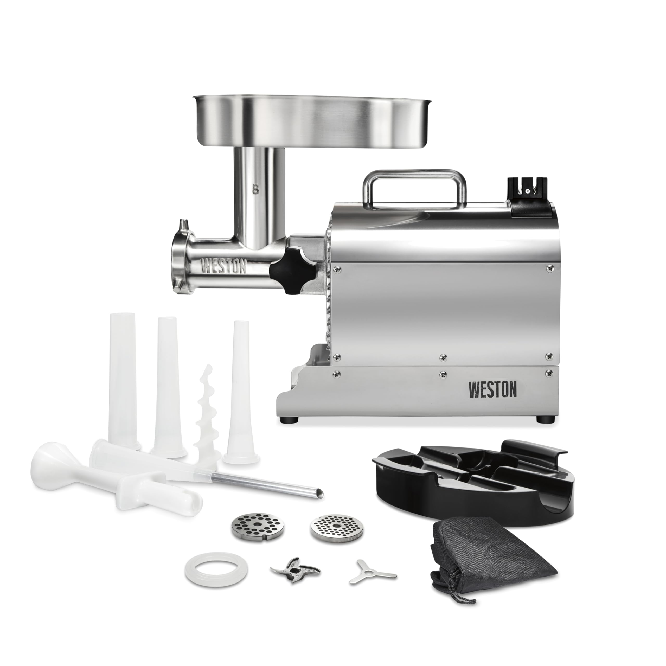 Weston Electric Pro Series Meat Grinder, Commercial Grade, 560 Watts, .75 HP, 6lbs. Per Minute, Stainless Steel (10-0801-W)