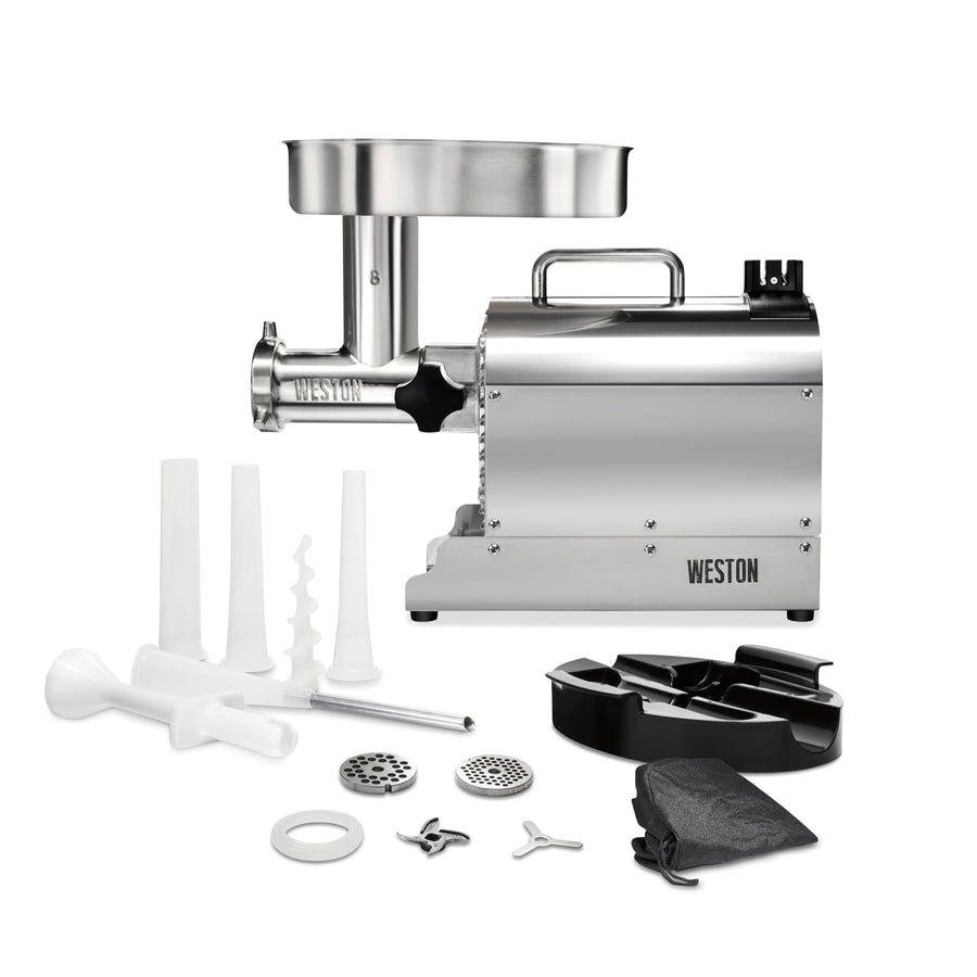 Weston Electric Pro Series Meat Grinder, Commercial Grade, 560 Watts, .75 HP, 6lbs. Per Minute, Stainless Steel (10-0801-W)