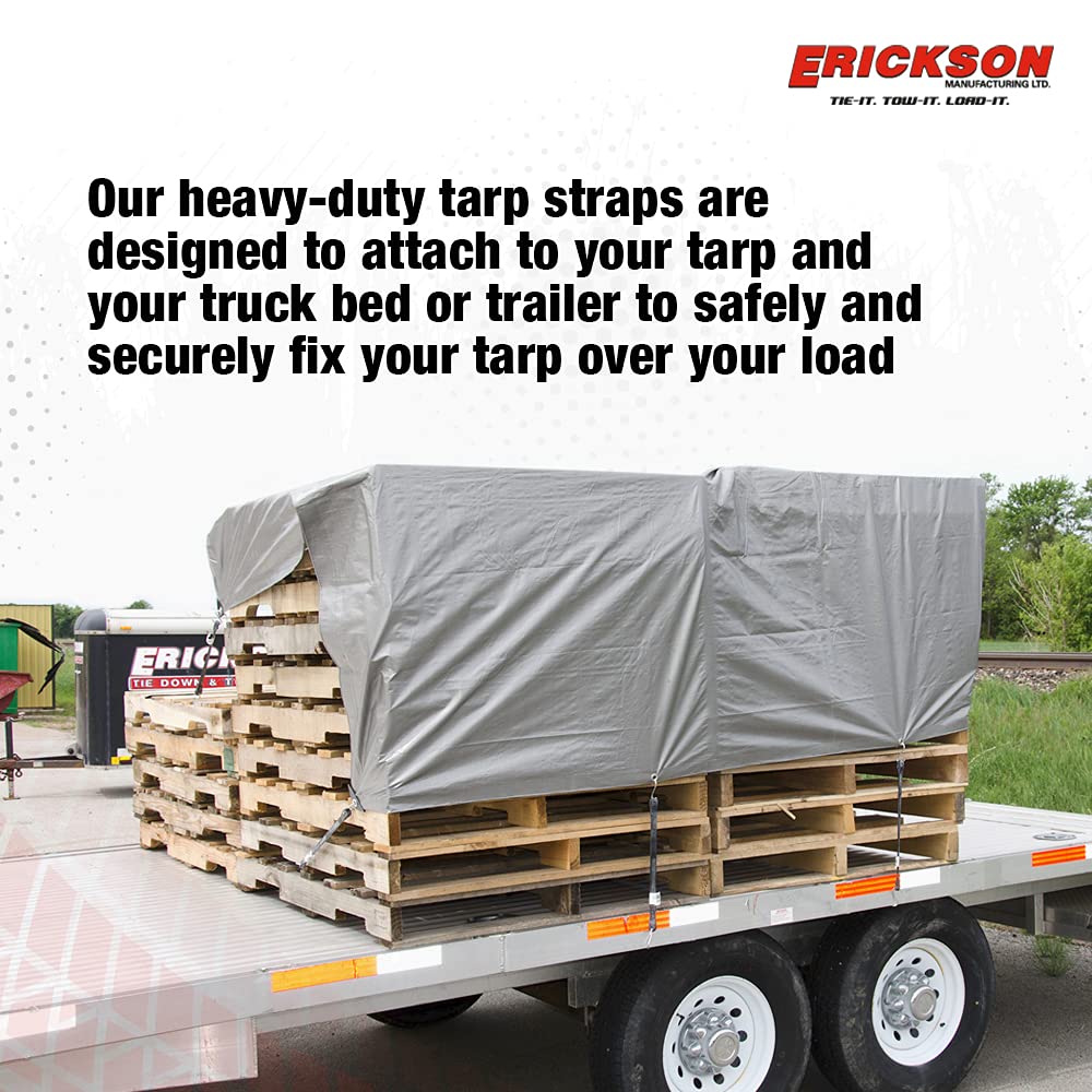 10" Long Erickson Industrial EPDM Rubber Tarp Strap, (Pack of 4)