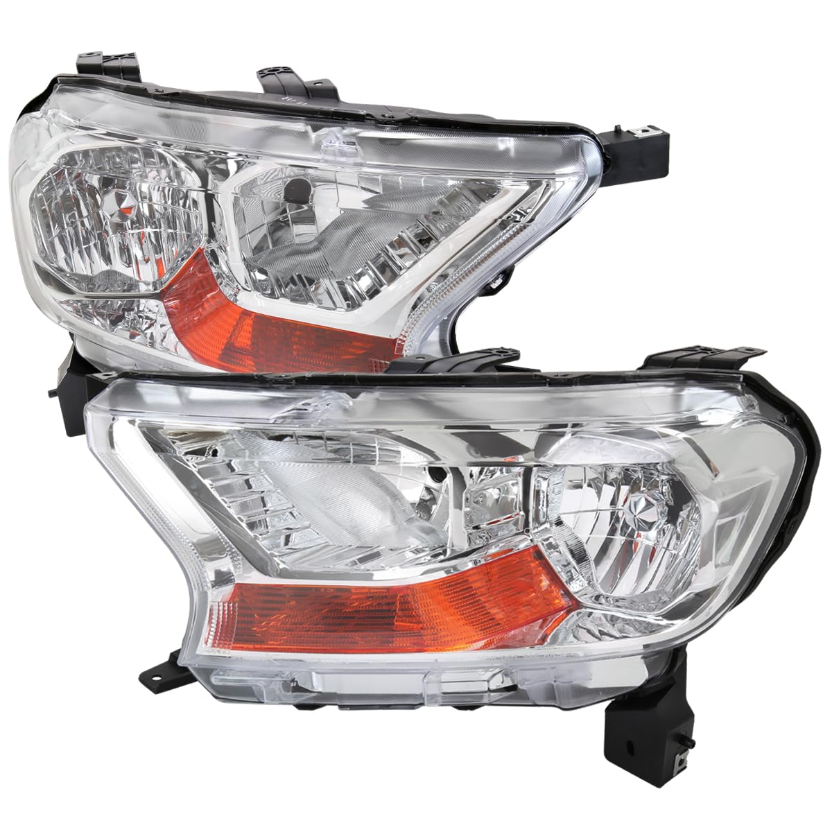 Chrome Headlights SPEC-D TUNING Compatible with 2019-2022 Ford Ranger XL/XLT, Left + Right Pair Headlamps Assembly