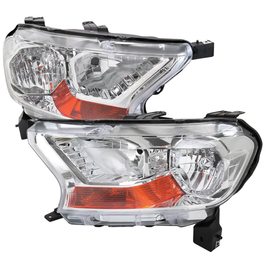 Chrome Headlights SPEC-D TUNING Compatible with 2019-2022 Ford Ranger XL/XLT, Left + Right Pair Headlamps Assembly