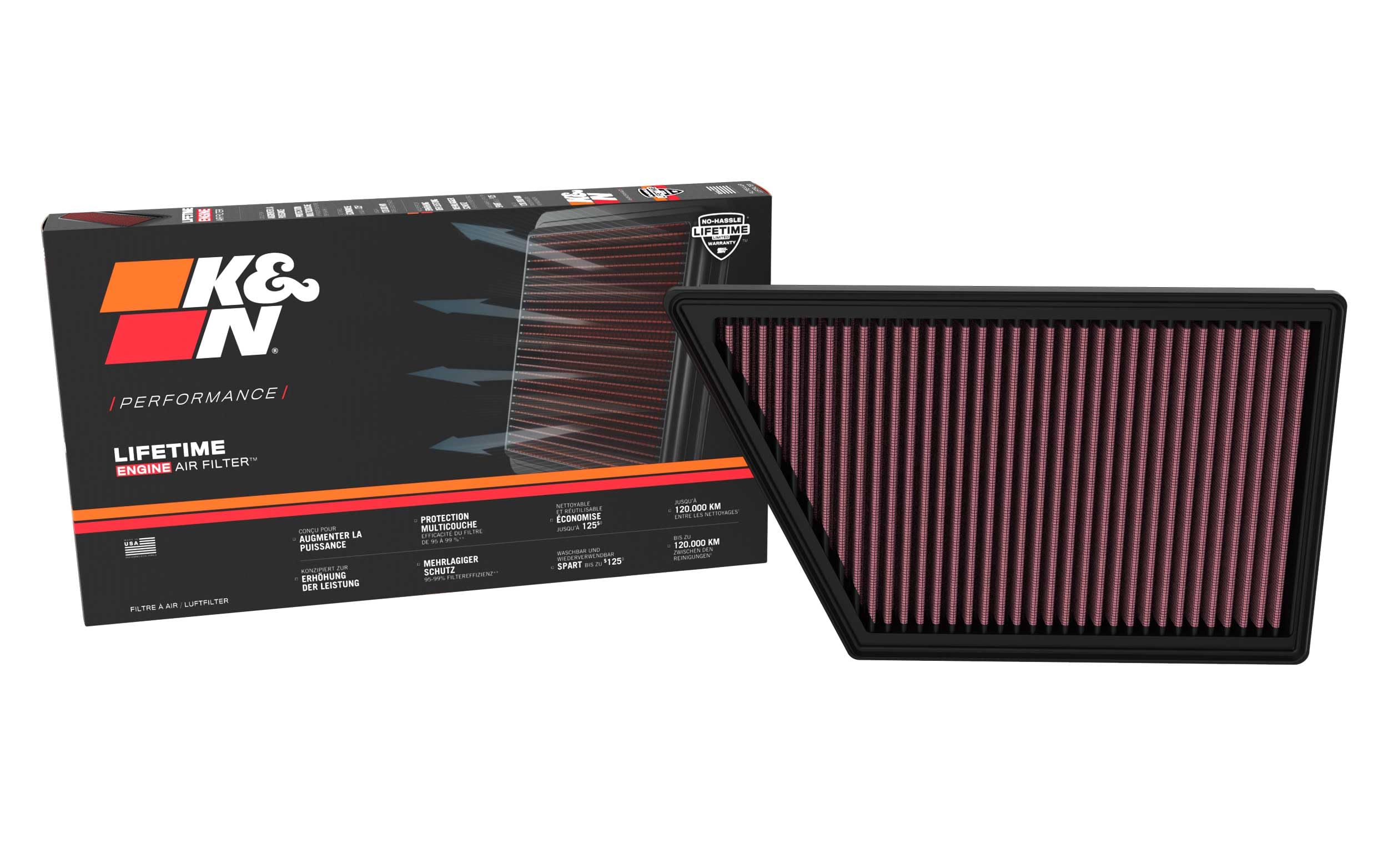 Replacement K&N Air Filter compatible with Ford Ranger & Volkswagen Amarok 2.0/3.0 Diesel 2022- (33-3185)