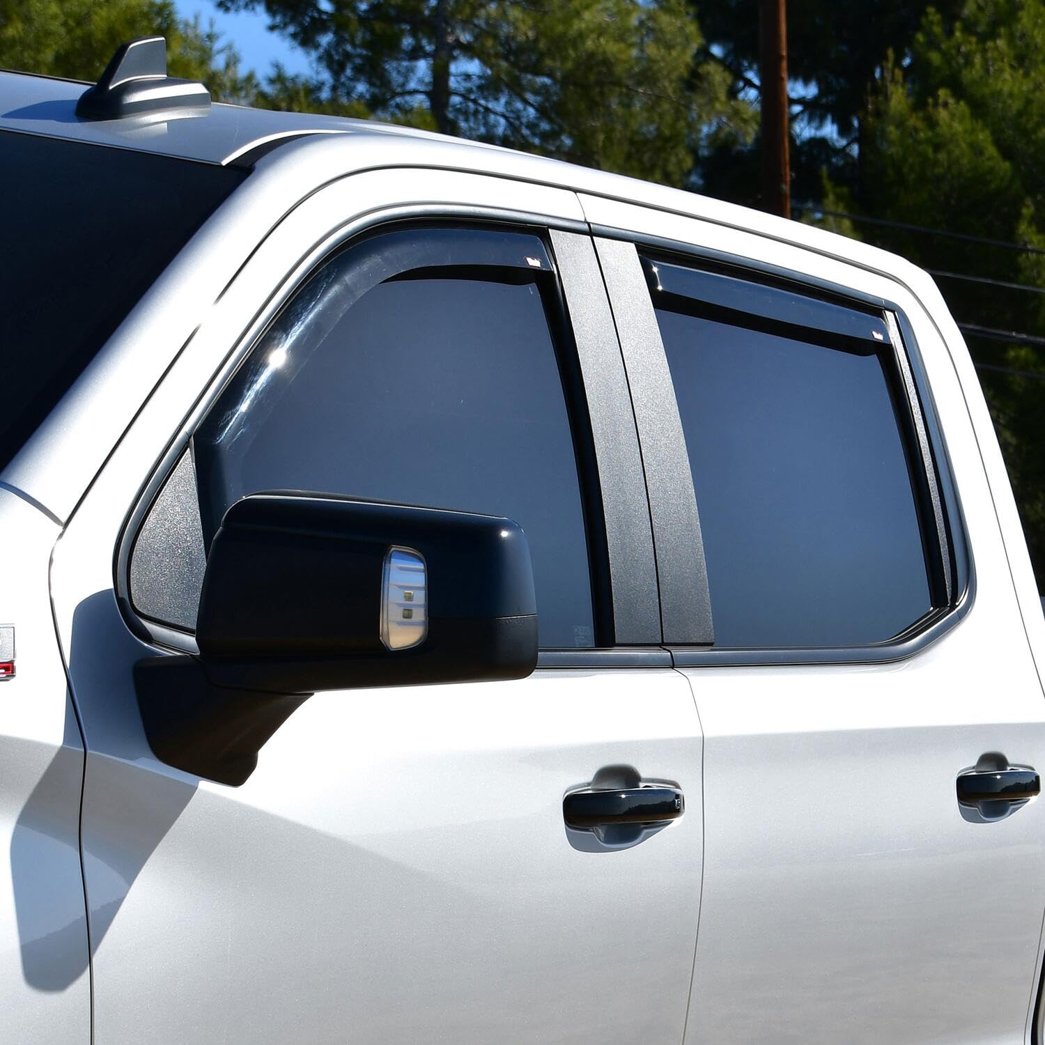 Westin Channel Wind Deflector 72-39429 4pc Smoke fits 2019-2026 Silverado Sierra 1500 2020-2026 Silverado Sierra 2500 3500 Crew Cab (Exc 2019 Silverado LD Sierra 1500 Limited)