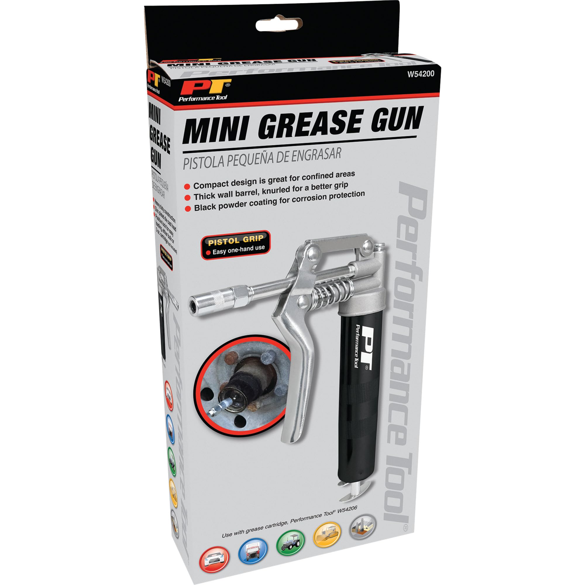 Heavy Duty Performance Tool W54200 Mini Grease Gun With Grease Gun Coupler and Extension Rigid Pipe