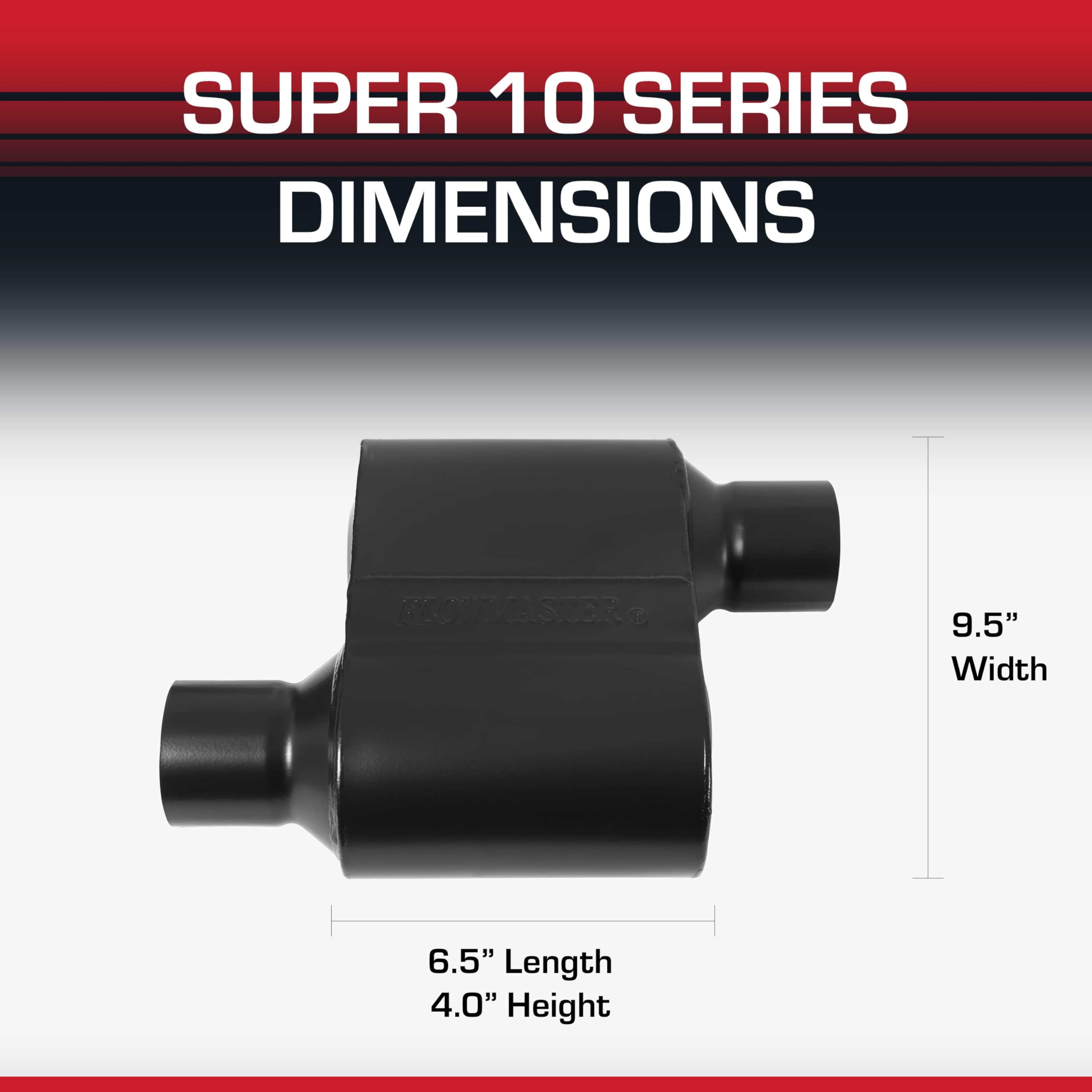 Flowmaster Super 10 Muffler Series – 2.50” Offset In / 2.50” Offset Out – Race-Inspired Sound – 409 Stainless Steel – Ideal for Muscle Cars, LS Swaps, Drag Cars & Off-Road Build (842518)