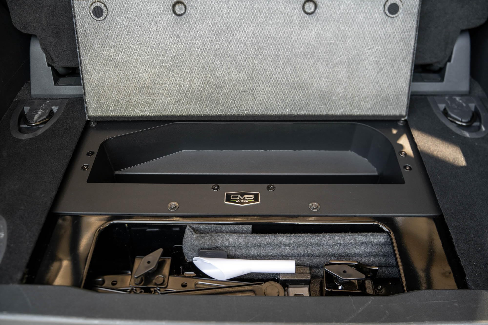Storage Compartment DV8 for 2021-2025 Ford Bronco | Extra Thick Heat Shield | Enhances Storage Space | 54% More Volume than the OEM Box | Fully Bolt-On Installation | Steel | Black Powder Coat