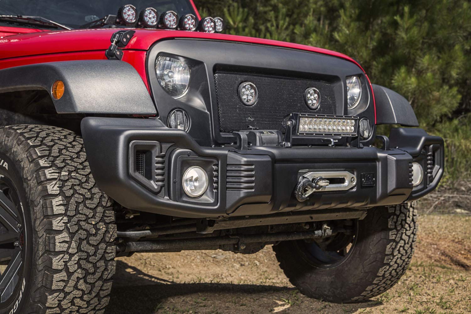 Spartacus Rugged Ridge Bumper, Front | Full-Width, Steel, Satin Black | 11544.01 | Fits 2007-2018 Jeep Wrangler Jk
