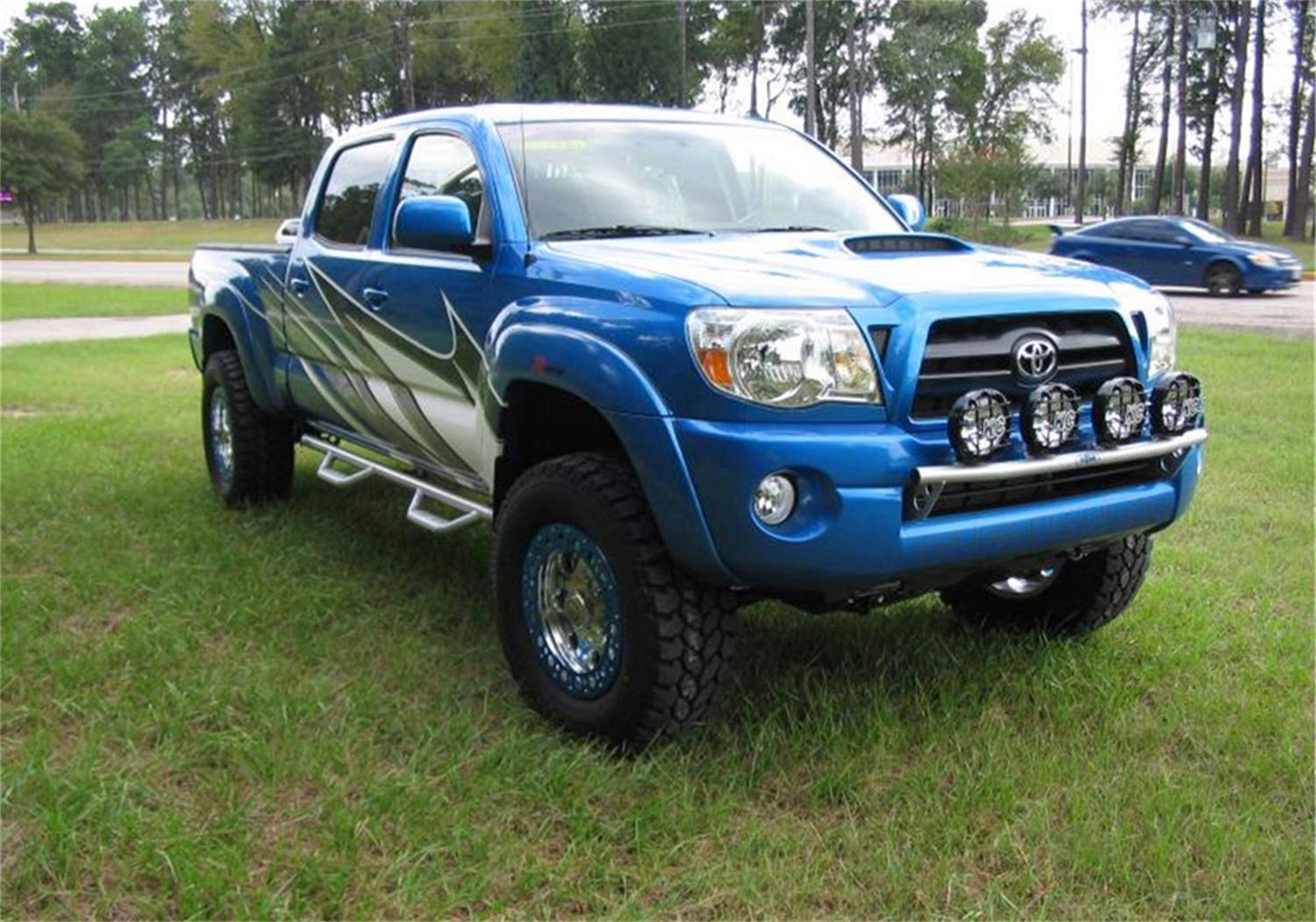 Textured Black N-Fab Light Bar | For 4 - 9in Lights - w/out License Plate Tabs | T054LB-TX | Fits 2005-2015 Toyota Tacoma