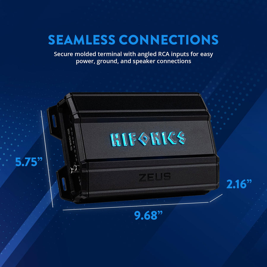 Hifonics Delta Zeus 1,350 Watt Compact Mono Block Nickel Plated Mobile Car Audio Amplifier with Auto Turn On Feature, ZD-1350.1D, Black