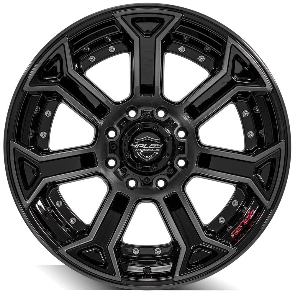 4PLAY Wheels 22 Inch Rim 4P70 Fits 8x170 22x12 Gloss Black Brushed with Tinted Clear (1)