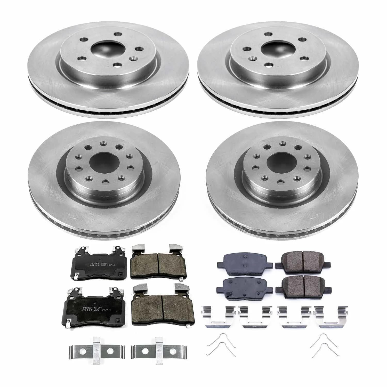 Power Stop Autospecialty KOE7292 Front and Rear Replacement Brake Kit-OE Brake Rotors & Ceramic Brake Pads For Cadillac CT6 2016-2018 [Model Specific]