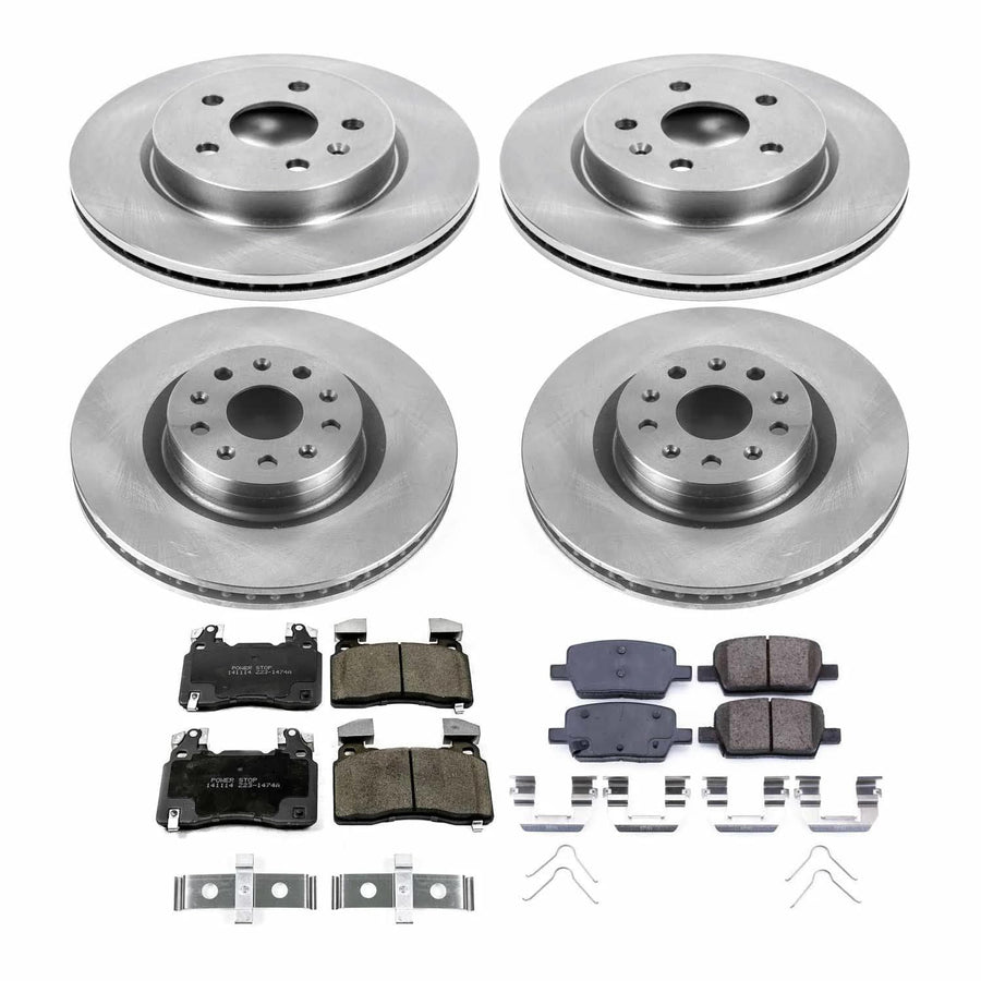 Power Stop Autospecialty KOE7292 Front and Rear Replacement Brake Kit-OE Brake Rotors & Ceramic Brake Pads For Cadillac CT6 2016-2018 [Model Specific]