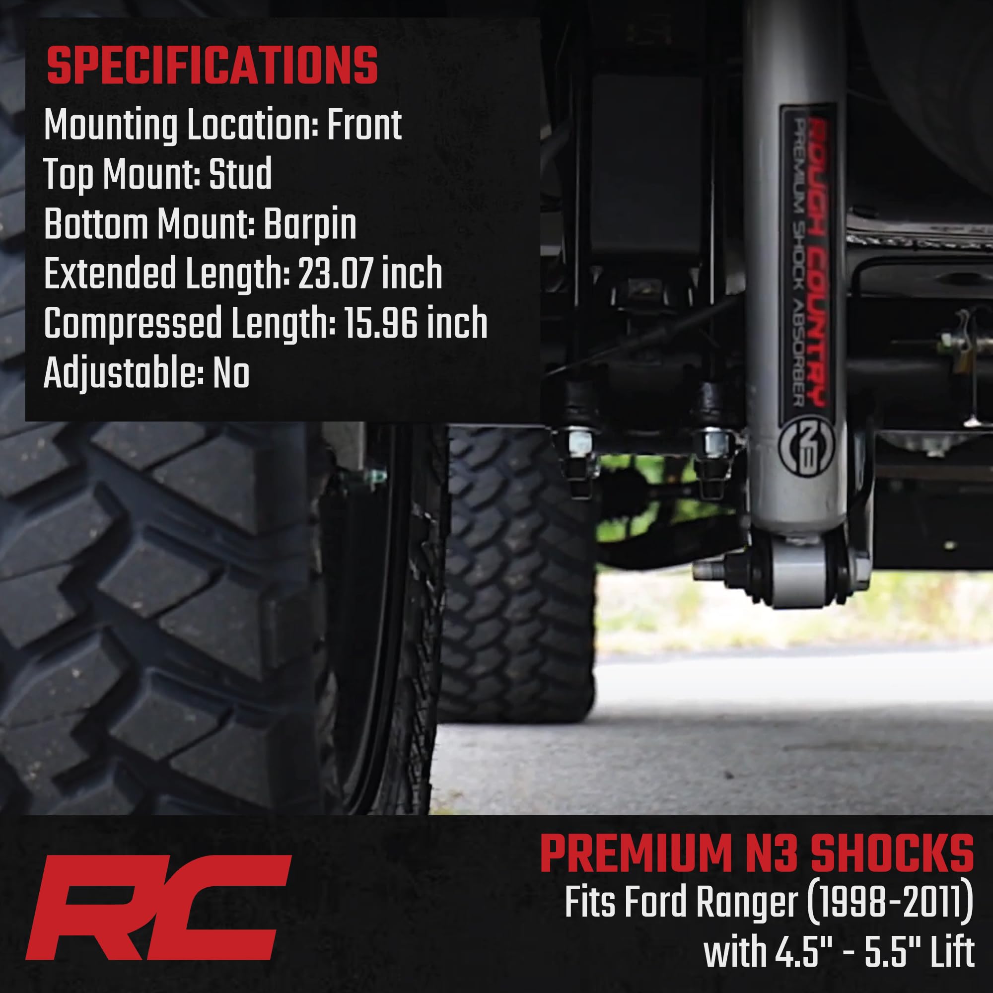4.5-5.5" N3 Front Shocks Rough Country for 98-11 Ford Ranger - 23211_A