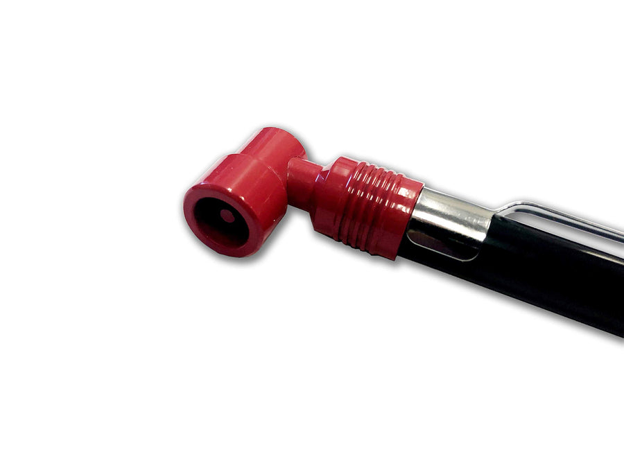 Counteract Analog Tire Air Pressure Gauge MKPG-D for Motorcycle and ATV Tires, 5-50psi, Red 90 Degree Head, Black Anodized Body, Durable Metal Construction