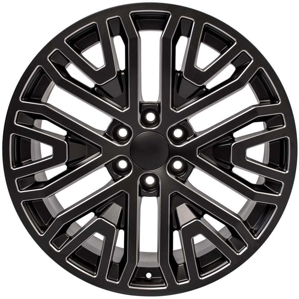 22 Inch OE Wheels CV37 Rim Fits Sierra 1500 Style 6x139.7 22x9 Satin Black with Milled Edge - Hollander 5906 (1)