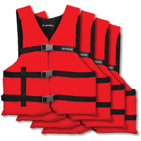 AIRHEAD Life Jacket General All Purpose, US Coast Guard Approved Type III unisex adult Life Vest Perfect for Boating and Personal Watercraft Use - 4 Pack, Red