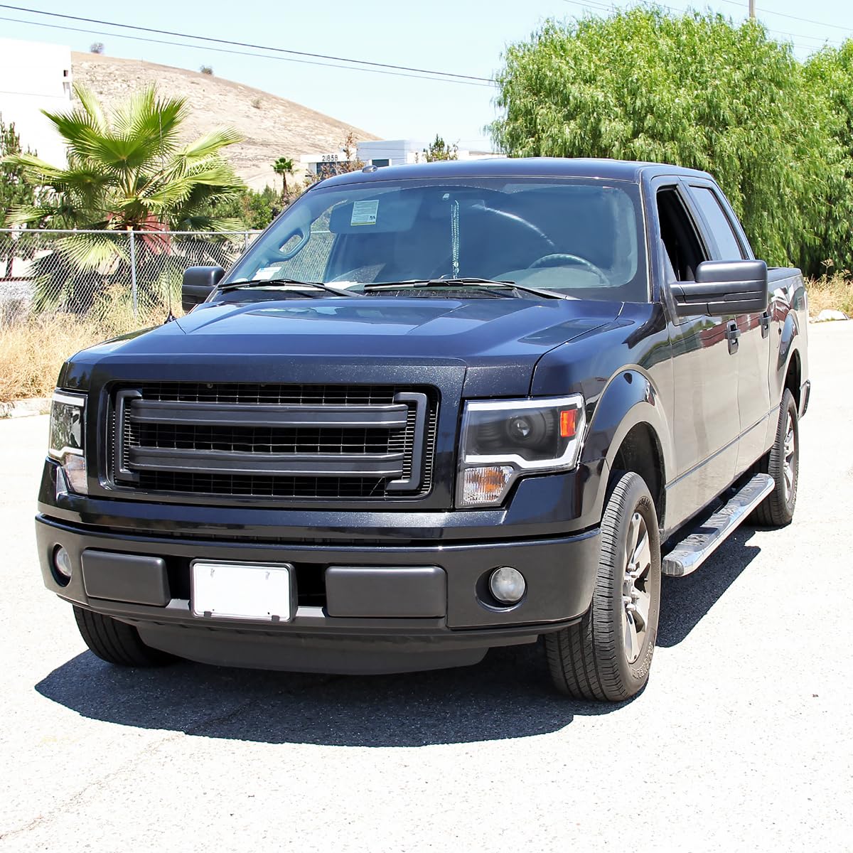 Black Projector Headlights w/LED Strips SPEC-D TUNING Compatible with 2009-2014 Ford F-150, Left + Right Pair Headlamps Assembly