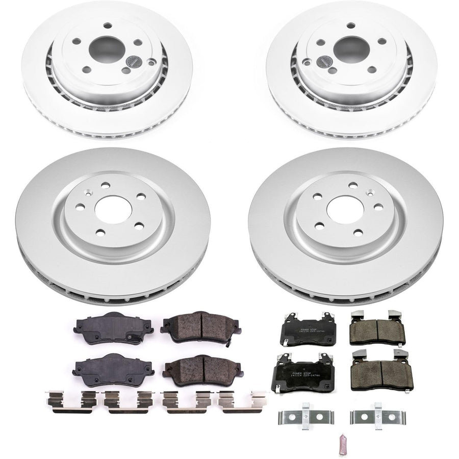 Power Stop Coated Brake Rotor and Ceramic Brake Pads CRK7005- Front & Rear For Chevrolet SS 2014 [Model Specific]