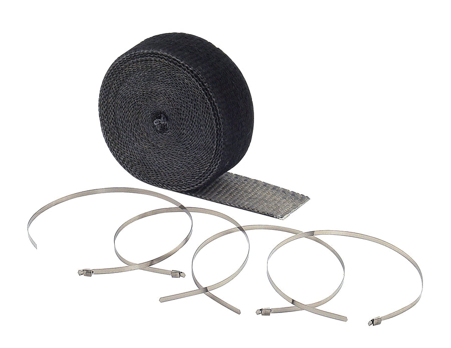 2002BK ACCEL Exhaust Wrap Kit - Black 2 in x 25 ft Roll - with (4) 14 in Stainless Steel Tie Straps