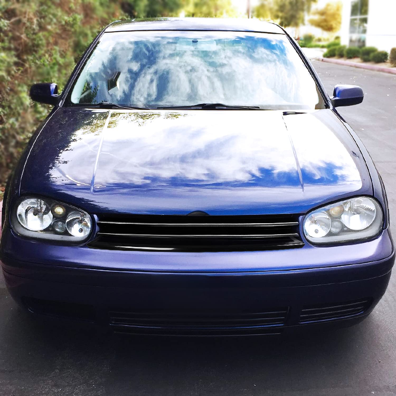 Spec-D Tuning Sport Glossy Black Front Hood Grille W/Notch Filler R32 Mk4 Compatible with 1999-2006 Volkswagen Golf Gti