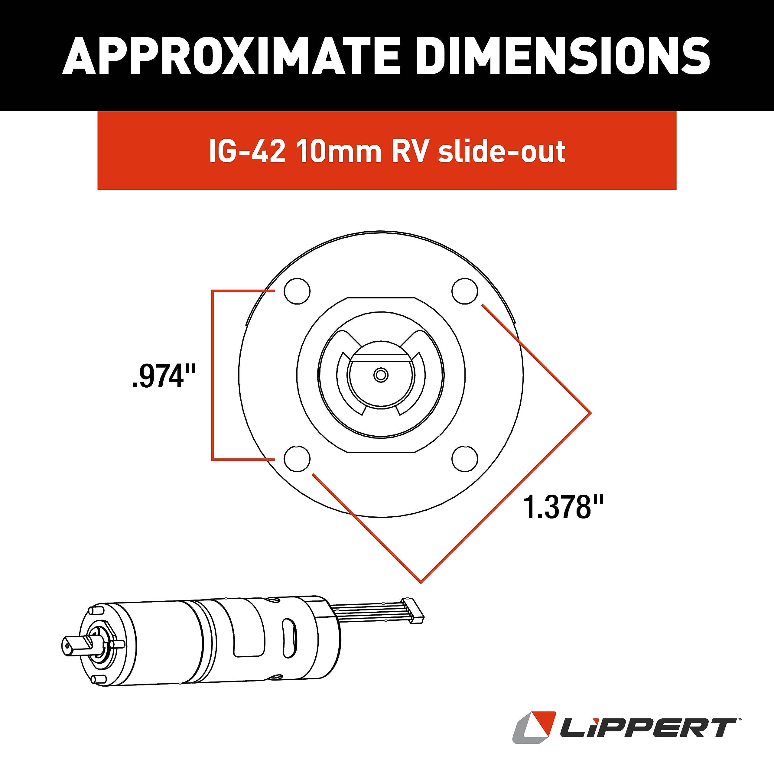 Lippert IG-42 Replacement 10-Millimeter RV In-Wall Slide-Out Motor Assembly, 300:1 Ratio, Improved Function for Slide-outs, Easy, DIY Installation, Exact-Match Component - 236575