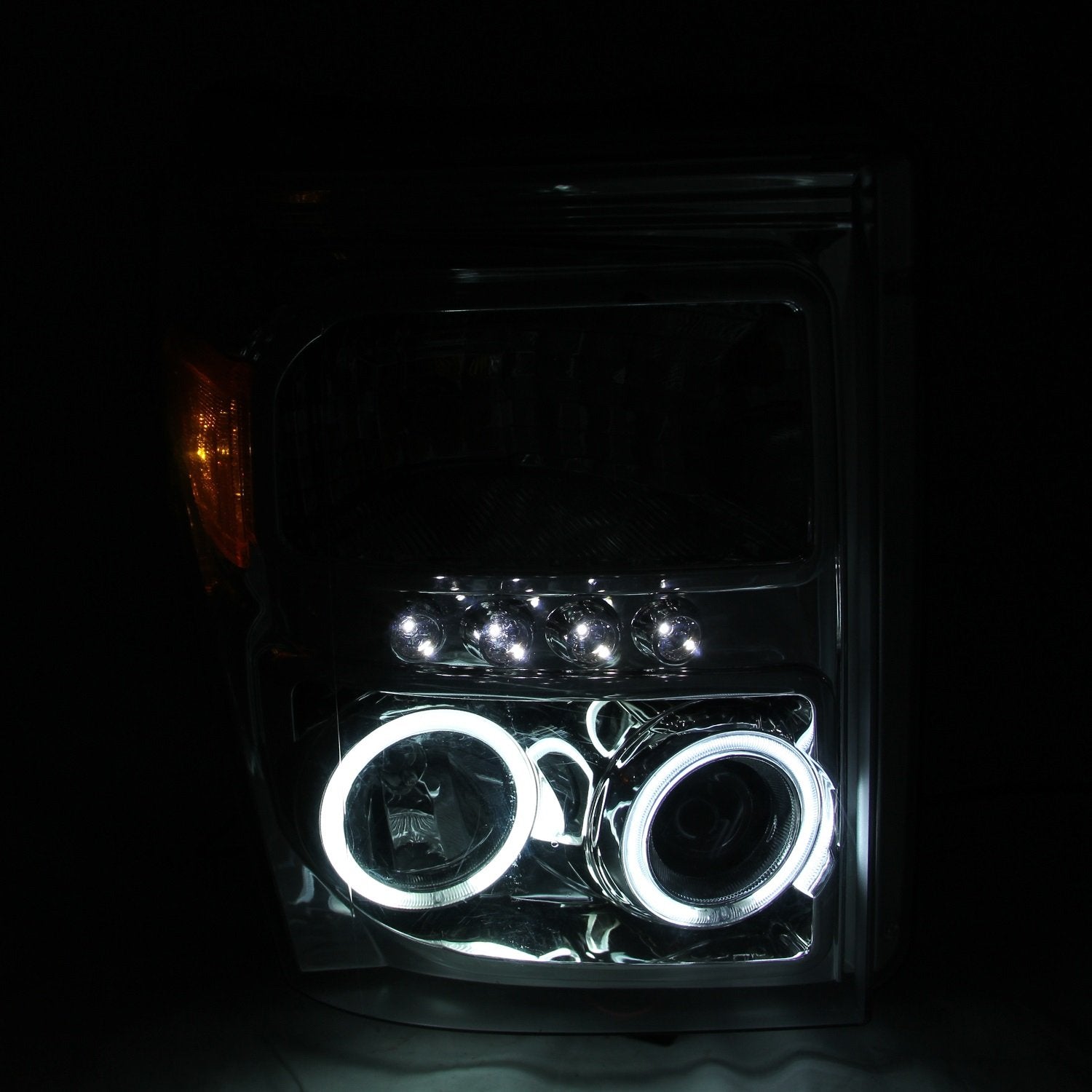 Chrome/Clear/Amber Halogen Projector Headlight AnzoUSA for Ford Super Duty Truck