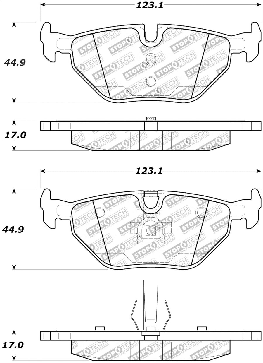 Rear StopTech 308.06920 Brake Pads with Shims and Hardware Street