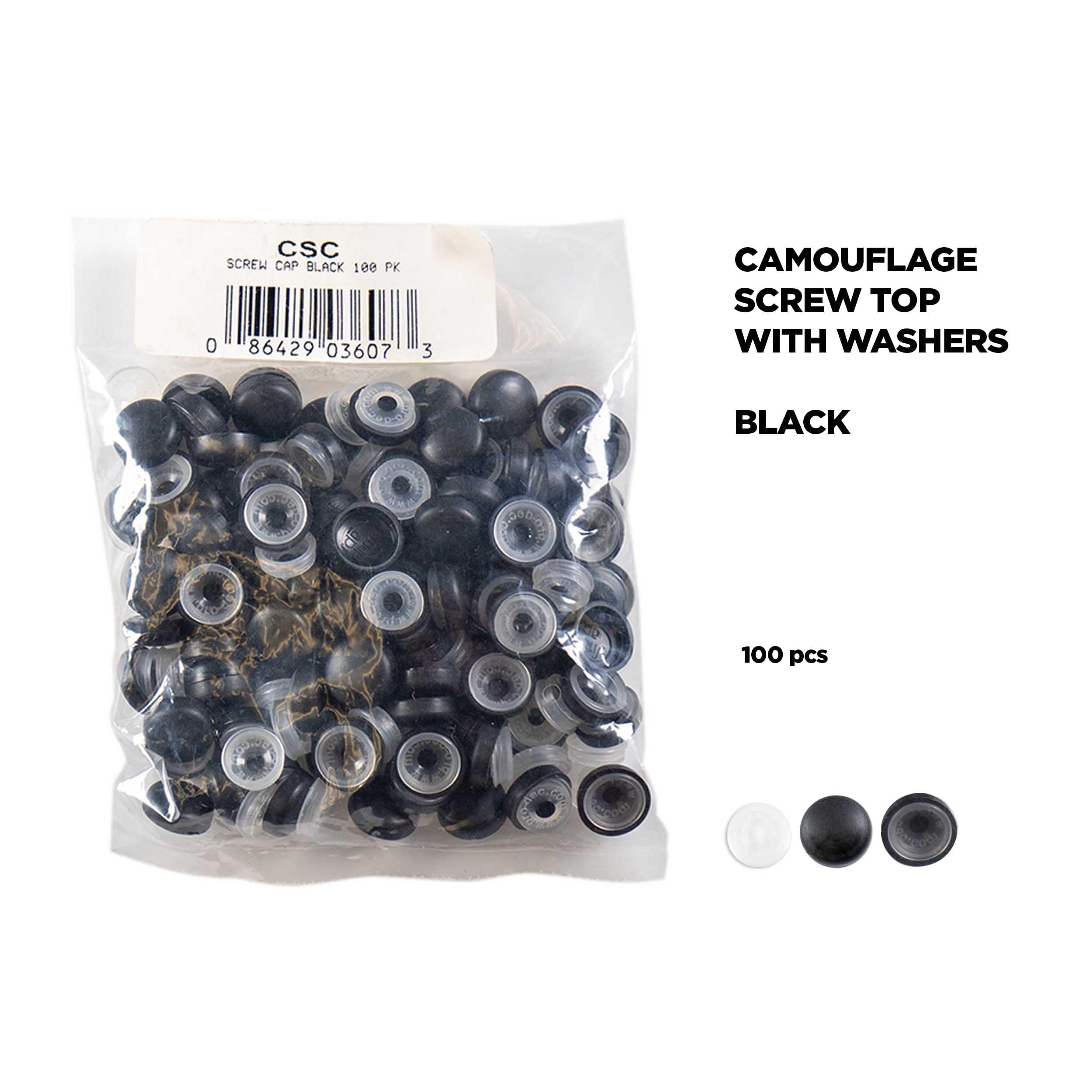 Black Camo Install Bay CSC Screw Caps, 100-Pack