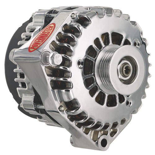 8-38539-113 Powermaster Chrome Alternator (215A 6 Groove Pulley Side Bat Post with Spacers 1 Wire)