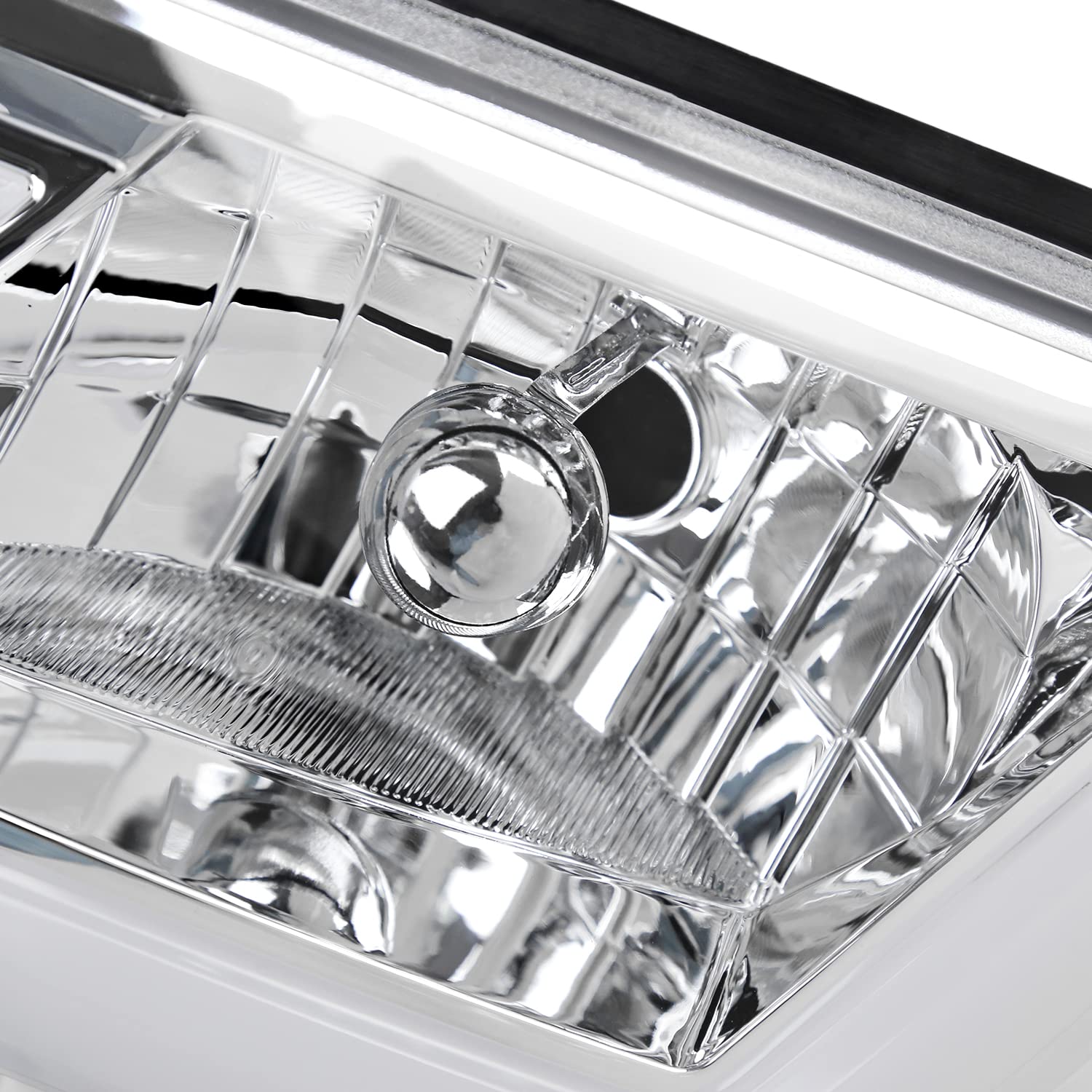 Chrome LED Tube Headlights SPEC-D TUNING Compatible with 2000-2005 Chevy Impala, Left + Right Pair Headlamps Assembly
