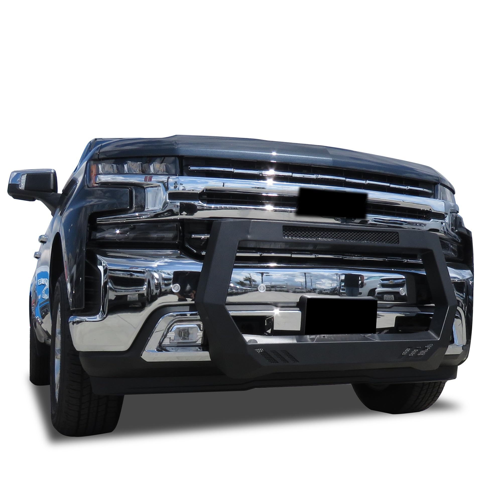 Rover Bull Bar Black Horse Matte Black Compatible with 2019-2025 Chevrolet Silverado 1500|2022-2022 Chevrolet Silverado 1500 LTD-ROGSI19