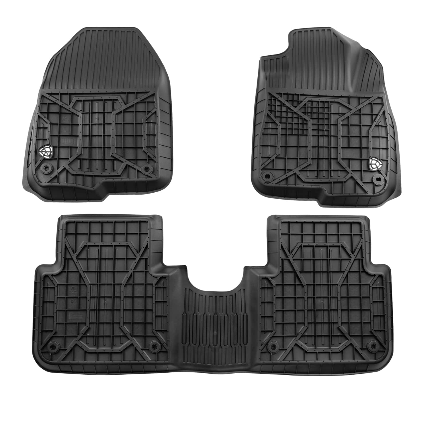 3PC Spec-D Tuning All-Weather Black Injection-Molded TPE Front+Rear Floor Mats Compatible with 2017-2022 Honda CRV