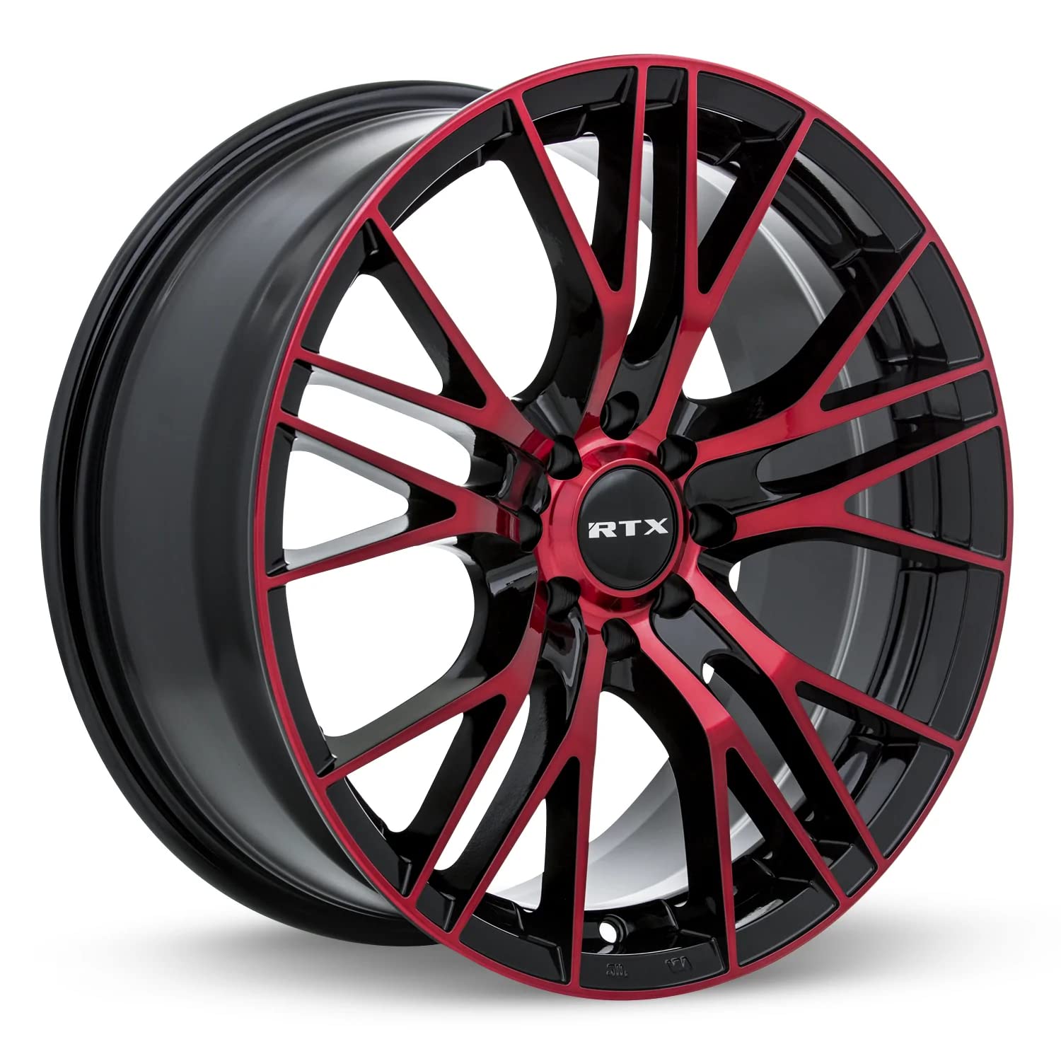 VERTEX RTX Custom Wheel - 16x7, 35 Offset, 5x100 Bolt Pattern, 54.1mm Hub - Black with Machined Red Face Rim