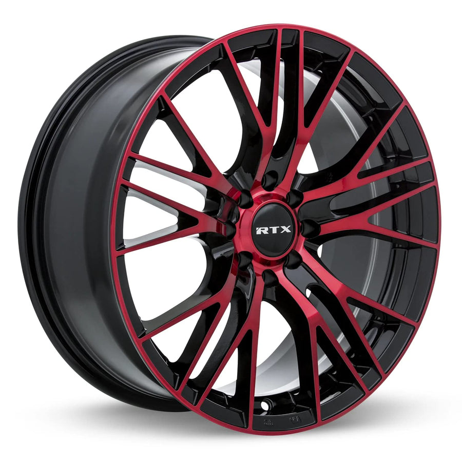 Custom RTX Wheel Machined - Black with Machined Red Face 17" x 7.5", 35 Offset, 5x100 Bolt Pattern, 54.1mm Hub
