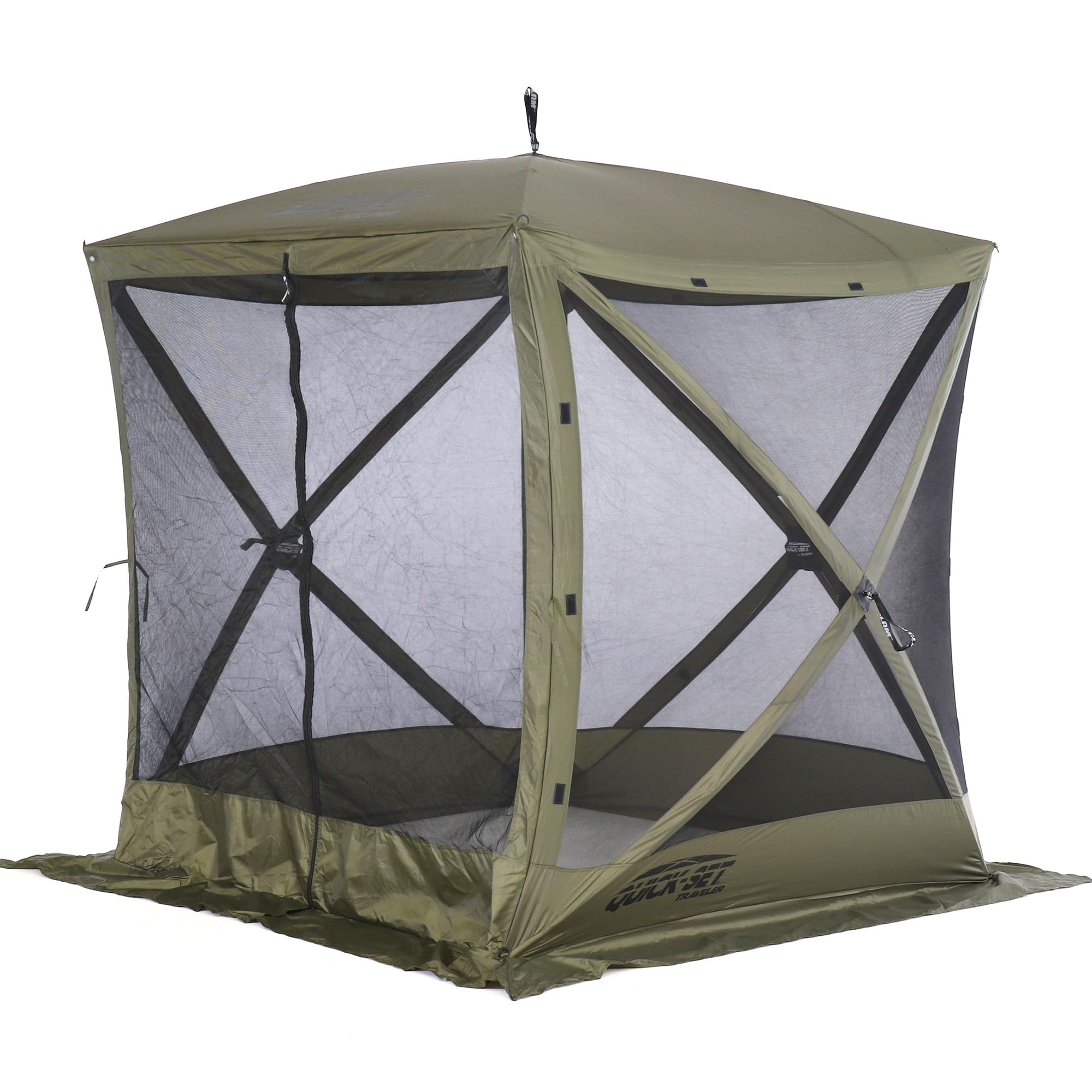 Pop Up CLAM Screen Tent, Outdoor Camping Gazebo Canopy, Traveler, 6' x 6', Green