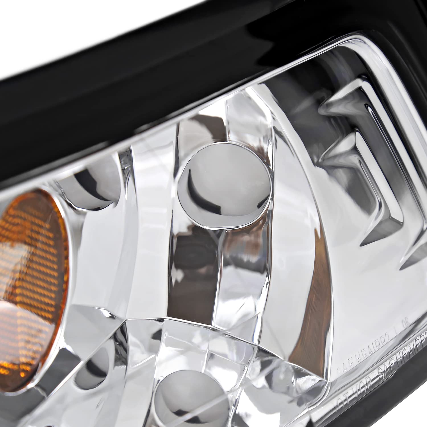 Chrome Headlights with LED Tube Strip SPEC-D TUNING Compatible with 1999-2004 Ford Mustang, Left + Right Pair Headlamp Assembly