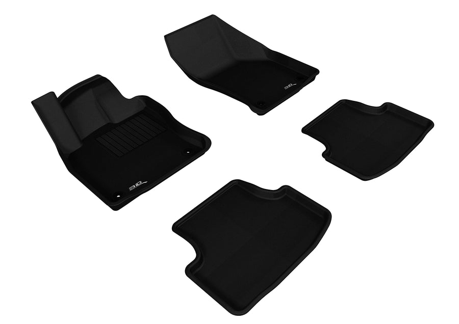 3D MAXpider Floor Mats All-Weather for Volkswagen Golf/Golf Alltrack/Golf GTI/Golf R/Golf Sportwagen 2015-2018 Custom Fit Car Liners, Kagu Series (1st & 2nd Row, Black)
