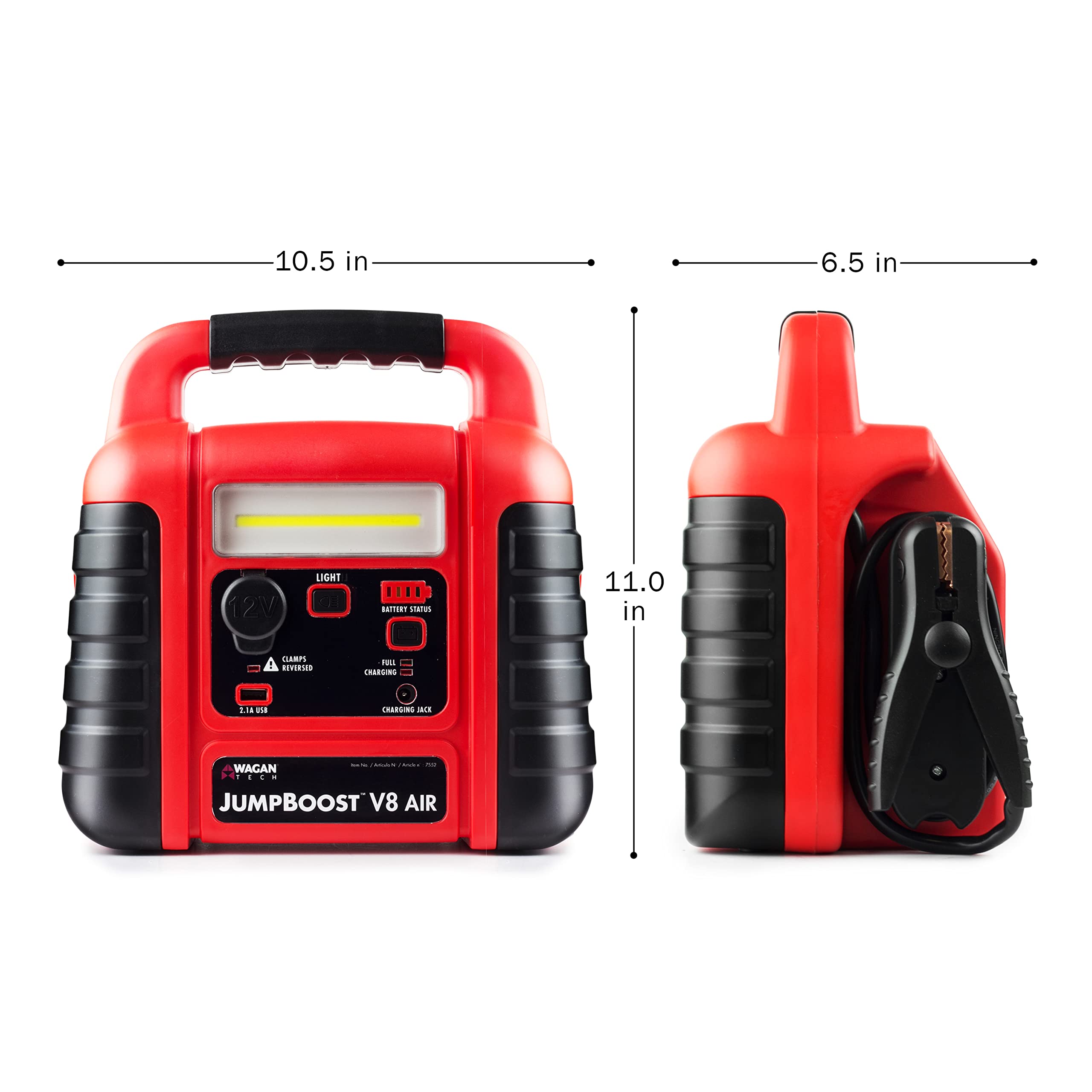 Wagan Jumpboost EL7552 V10 Air 1000 Peak Amps 12V Jump Starter with 260 PSI Powerful Air Compressor Tire Inflator, 1 Built-in DC Socket and 2A USB Port, Work Light