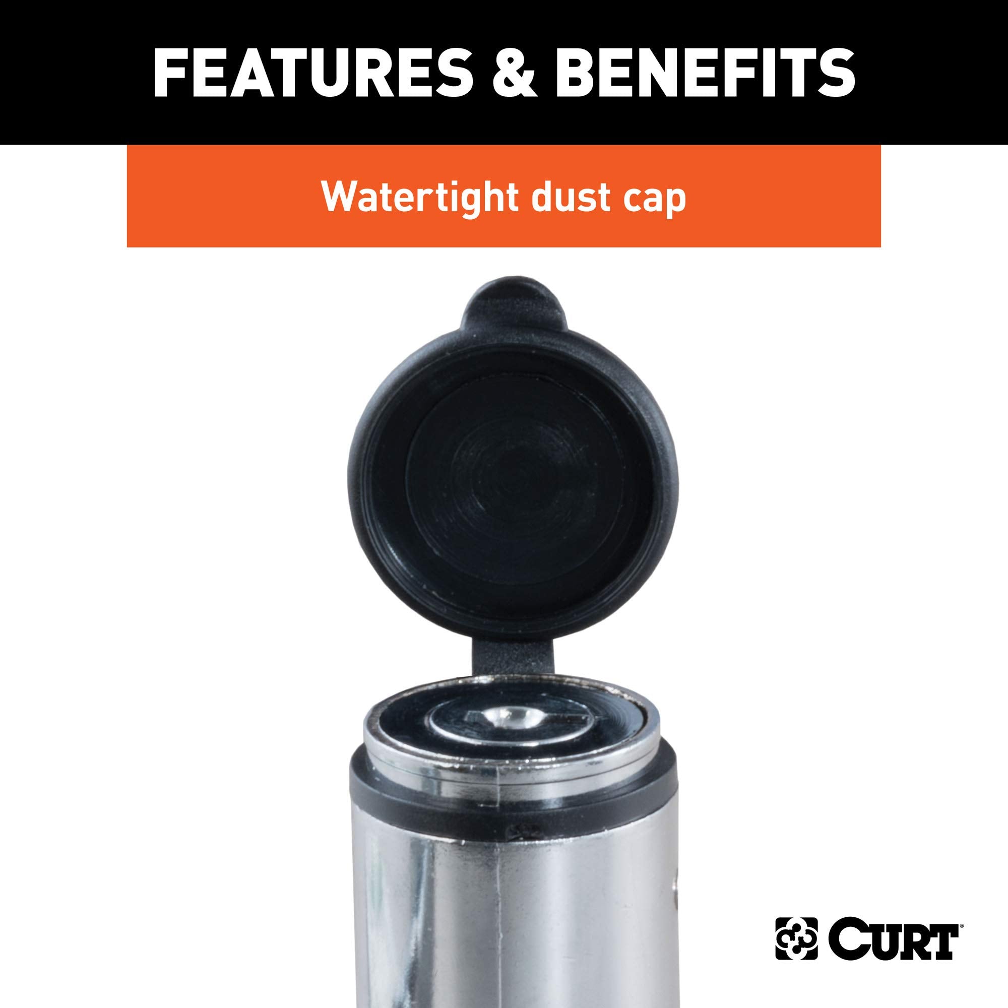 CURT Chrome Trailer Tongue Coupler Lock, 1/4-Inch Pin Diameter, Span Up to 2-1/2-Inch