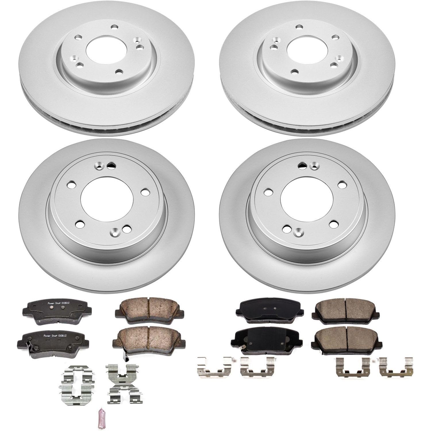 Power Stop CRK8162 Brake Kit Front & Rear - Coated Rotors and Z17 Ceramic Brake Pads