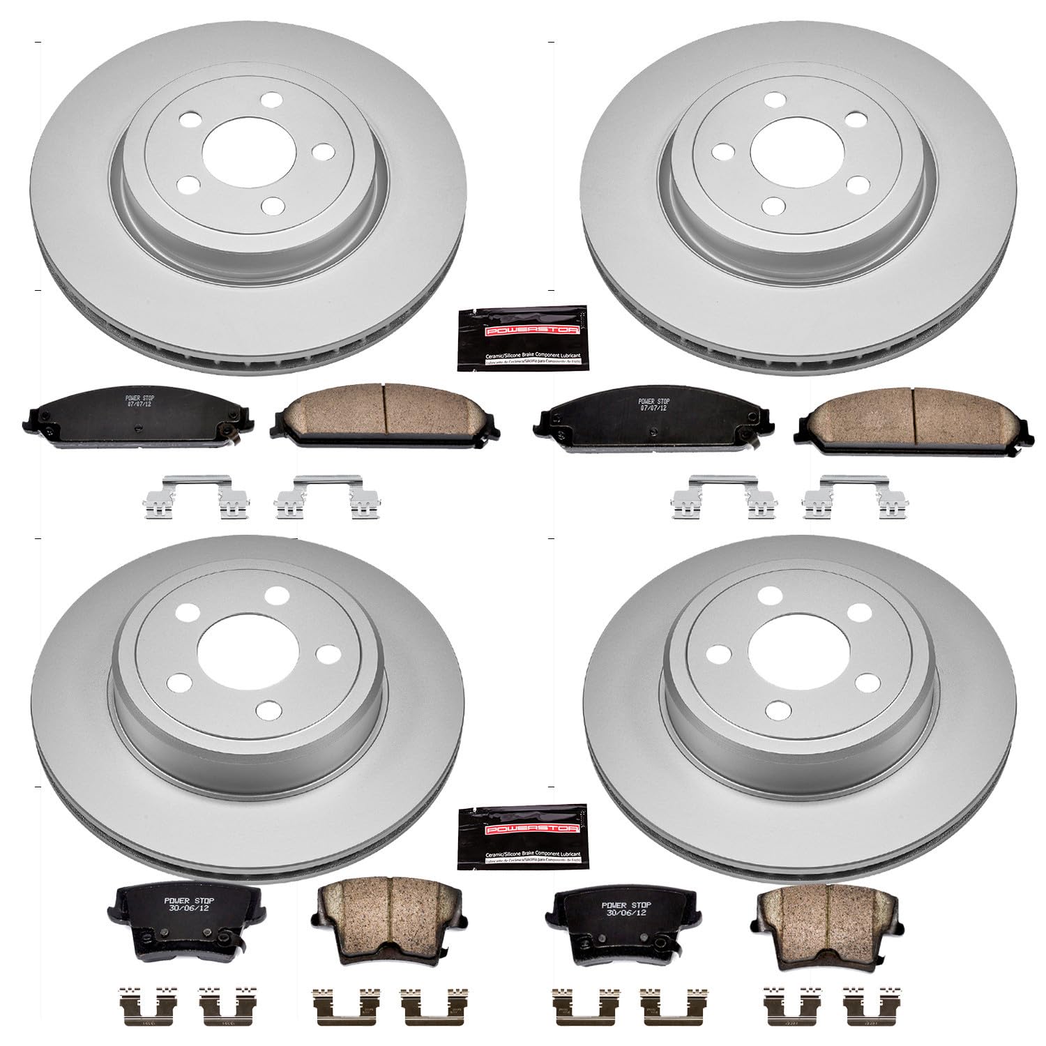 Power Stop Coated Brake Rotor & CRK2853 Brake Pads- front & rear