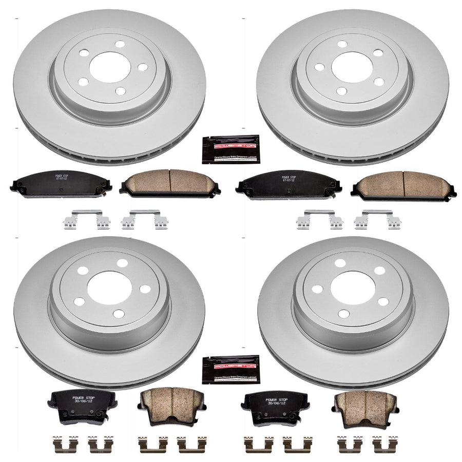 Power Stop Coated Brake Rotor & CRK2853 Brake Pads- front & rear