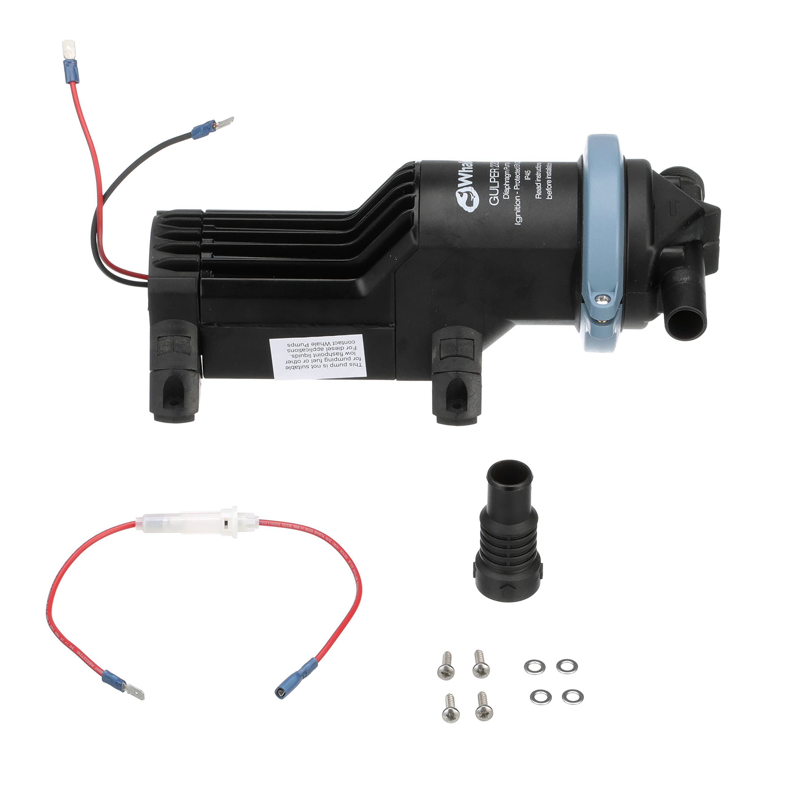 Whale Gulper 220 Pump BP1552, Manages Gray Waste, 3.5 GPM Flow Rate, 12V DC, ¾-Inch Hose Connections, Black