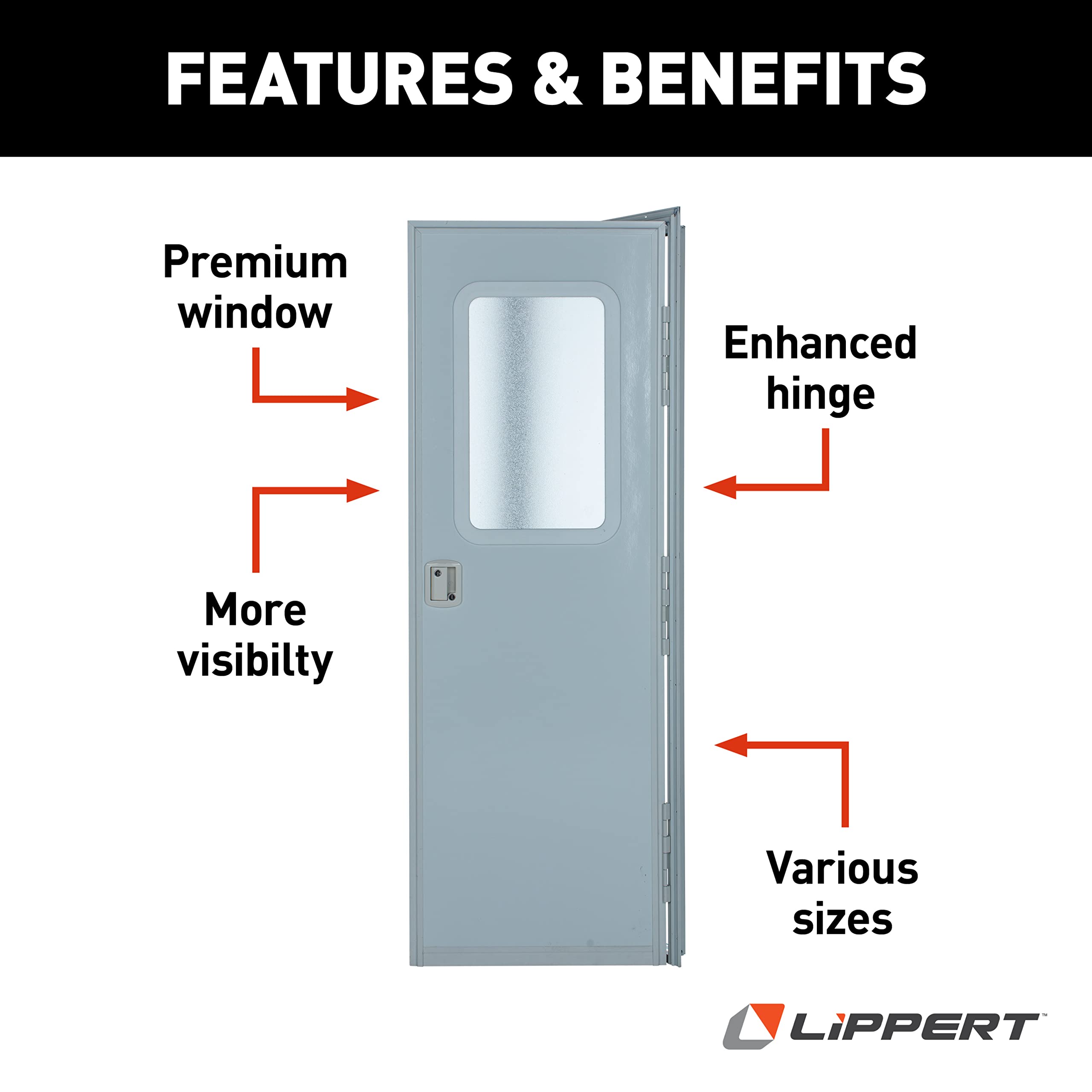24" x 70" RV Right Square Entry Door Lippert Components v000042628 Polar White