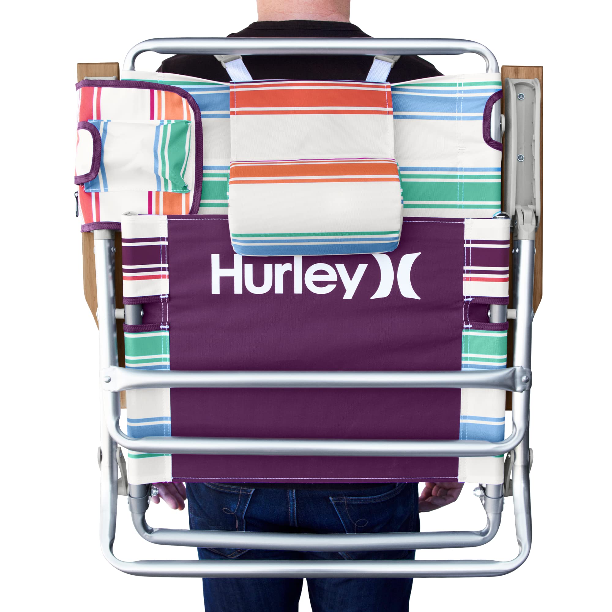 Hurley Beach Chair Deluxe Backpack, One Size, Aluminum, Plum