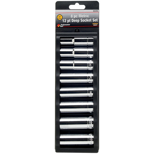W32700 Performance Tool 8-Piece 1/2-Inch Drive 12 Point Metric Deep Socket Set