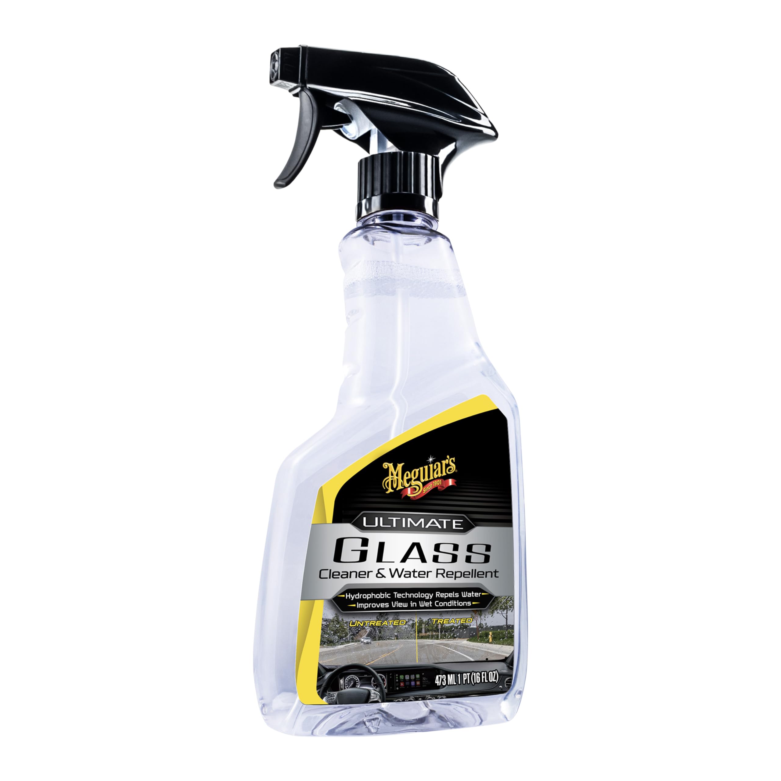 Ultimate Glass Cleaner & Water Repellent Meguiar's - Premium Glass and Window Cleaner for Quick Cleaning with Hydrophobic Technology that Acts as a Rain Repellent Improving Visibility in Rain - 16oz