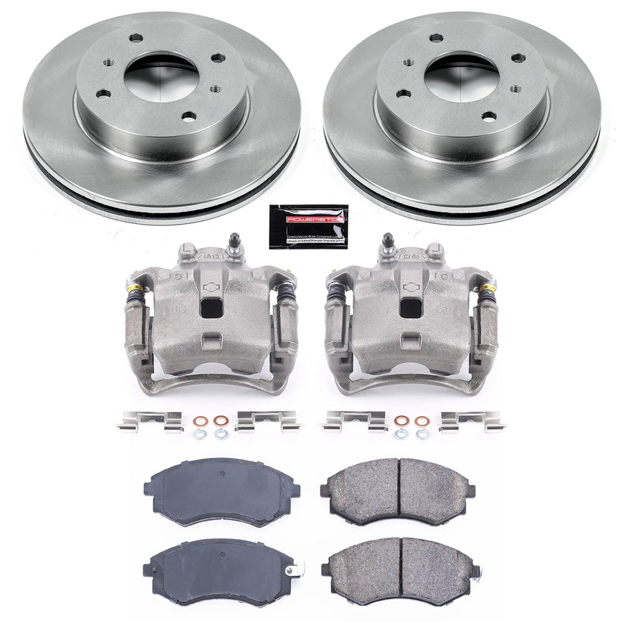 Power Stop KCOE656A Replacement Autospeciality Front Caliper Kit- OE Rotors, Ceramic Brake Pads, Calipers For Nissan Sentra 2000-2006 [Model Specific]