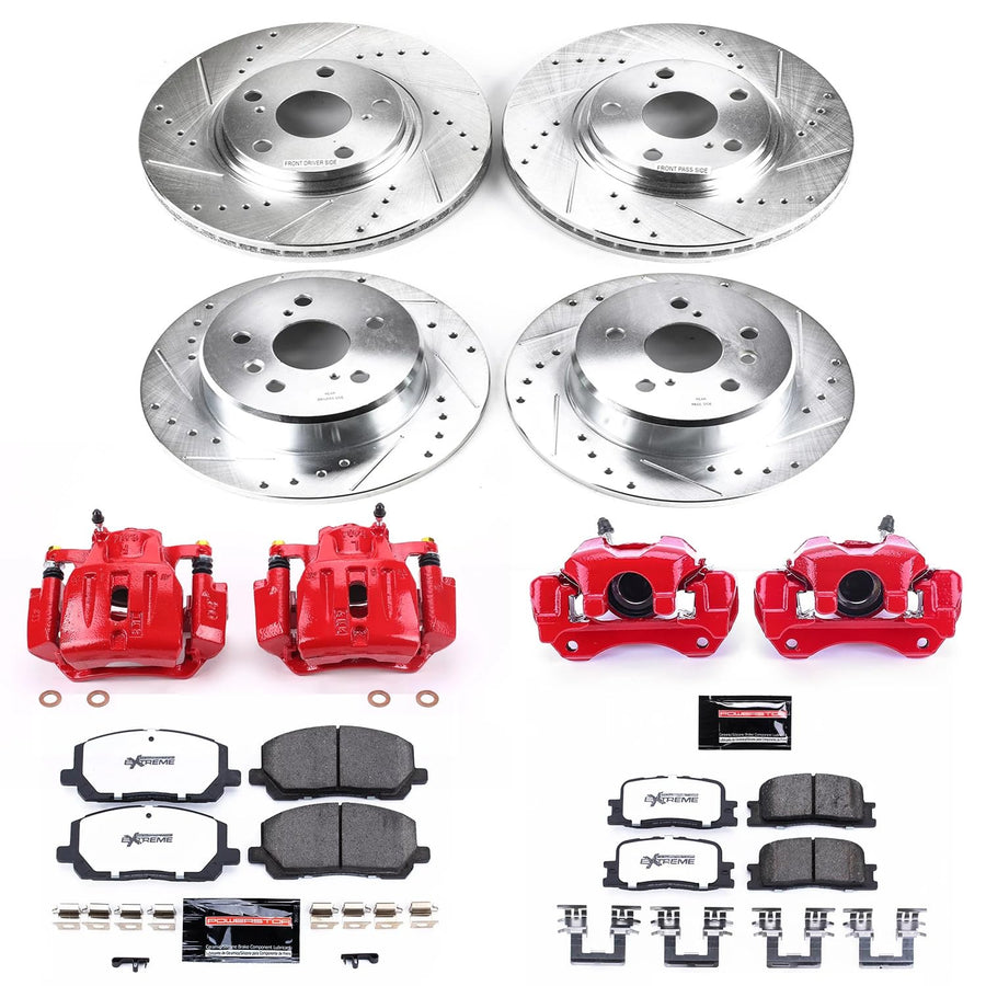 Power Stop Z36 KC1140A-36 Truck & Tow Front and Rear Brake Kit-Rotors, Carbon Ceramic Brake Pads & Calipers For Toyota Highlander 2001-2003 [Model Specific]